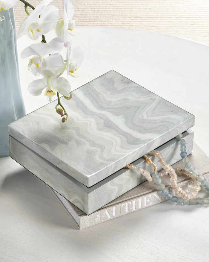 Jamie Young Elevation Decorative Box, Pale Blue Lacquer