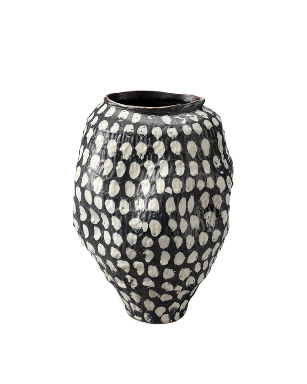 Jamie Young Pinpoint Ceramic Vase, Black And White Polk Dot