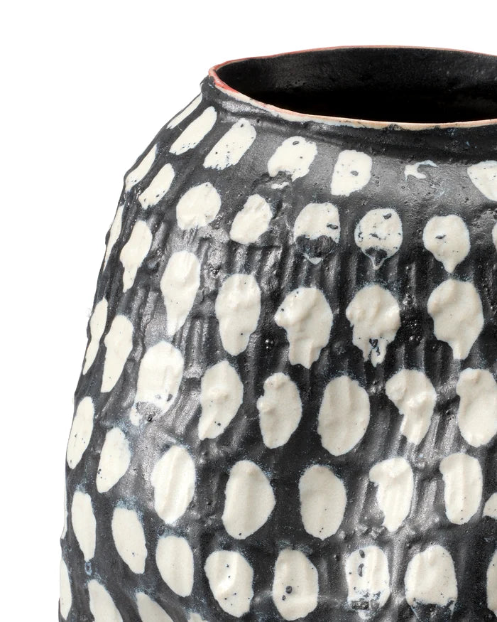 Jamie Young Pinpoint Ceramic Vase, Black And White Polk Dot