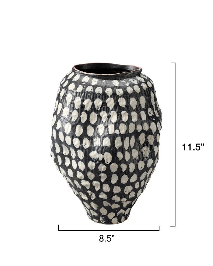 Jamie Young Pinpoint Ceramic Vase, Black And White Polk Dot