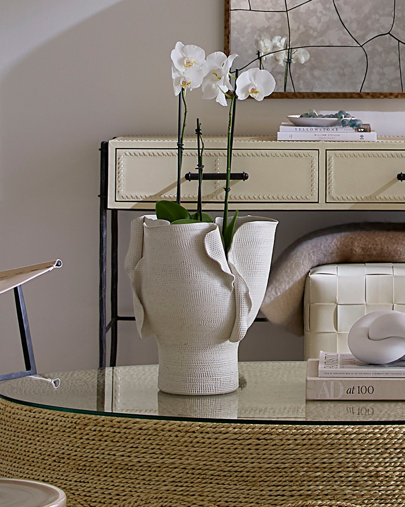 Jamie Young Torn Wide Porcelain Decorative Vessel