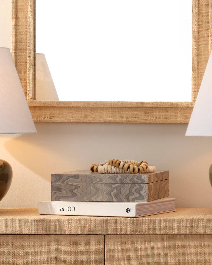Jamie Young Valley Decorative Box, Sand Grey Veneer