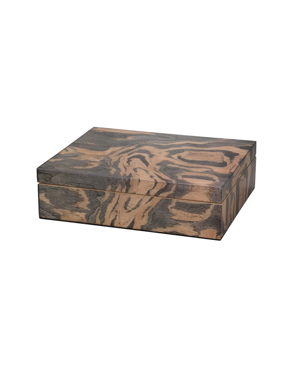 Jamie Young Woodgrain Decorative Box, Navy Lacquer