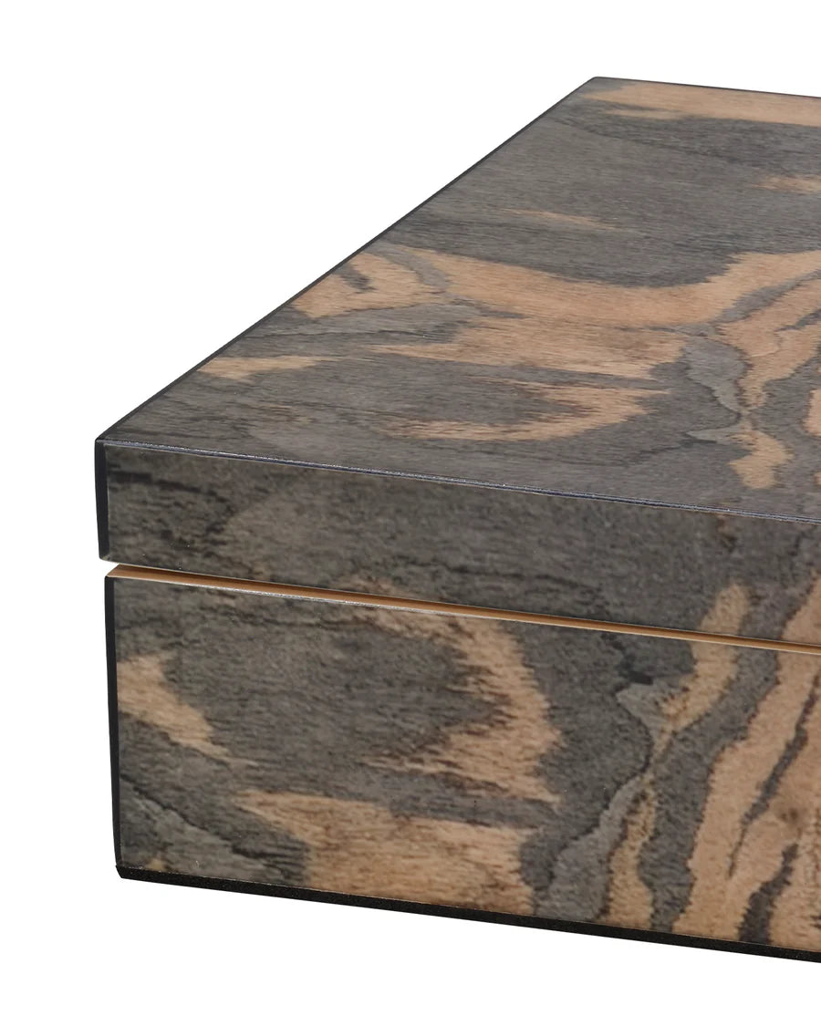Jamie Young Woodgrain Decorative Box, Navy Lacquer