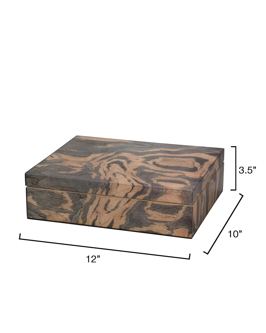 Jamie Young Woodgrain Decorative Box, Navy Lacquer
