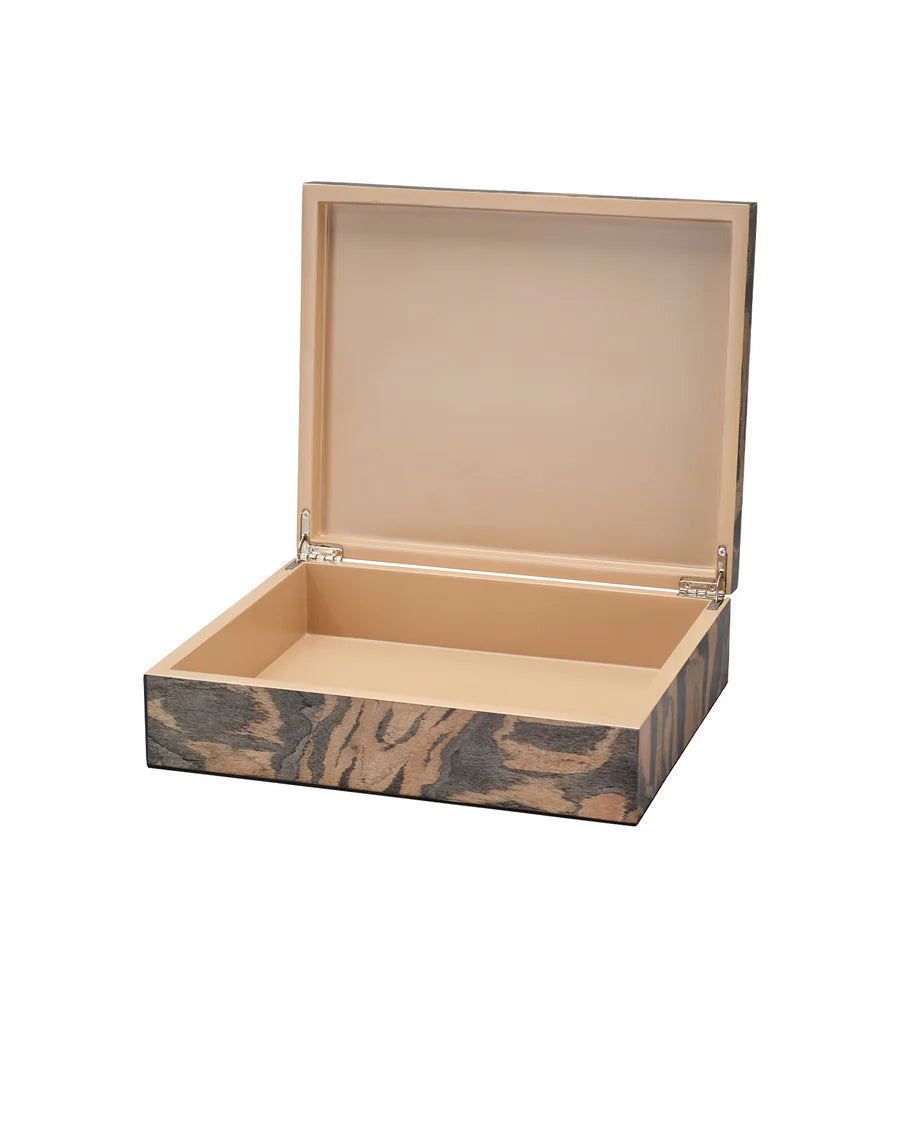 Jamie Young Woodgrain Decorative Box, Navy Lacquer