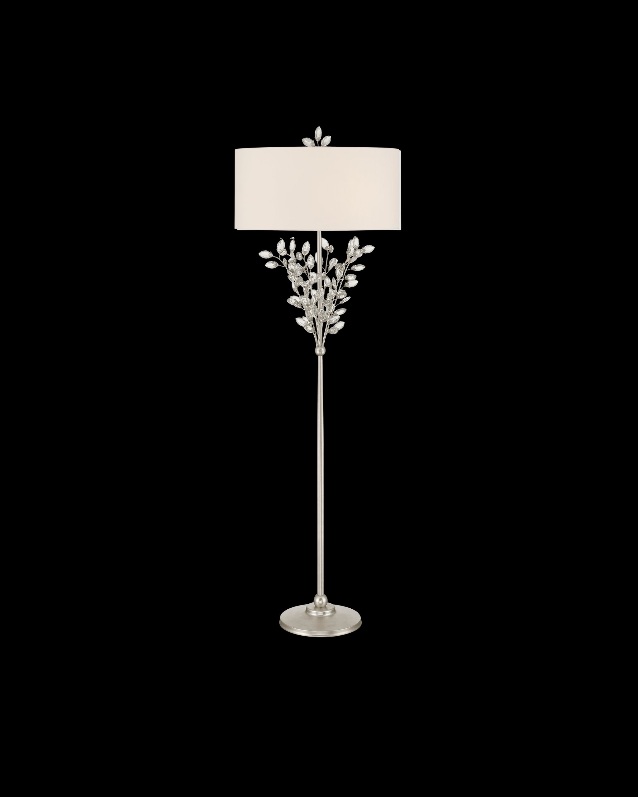 Currey & Company Forget Me Not Silver Floor Lamp