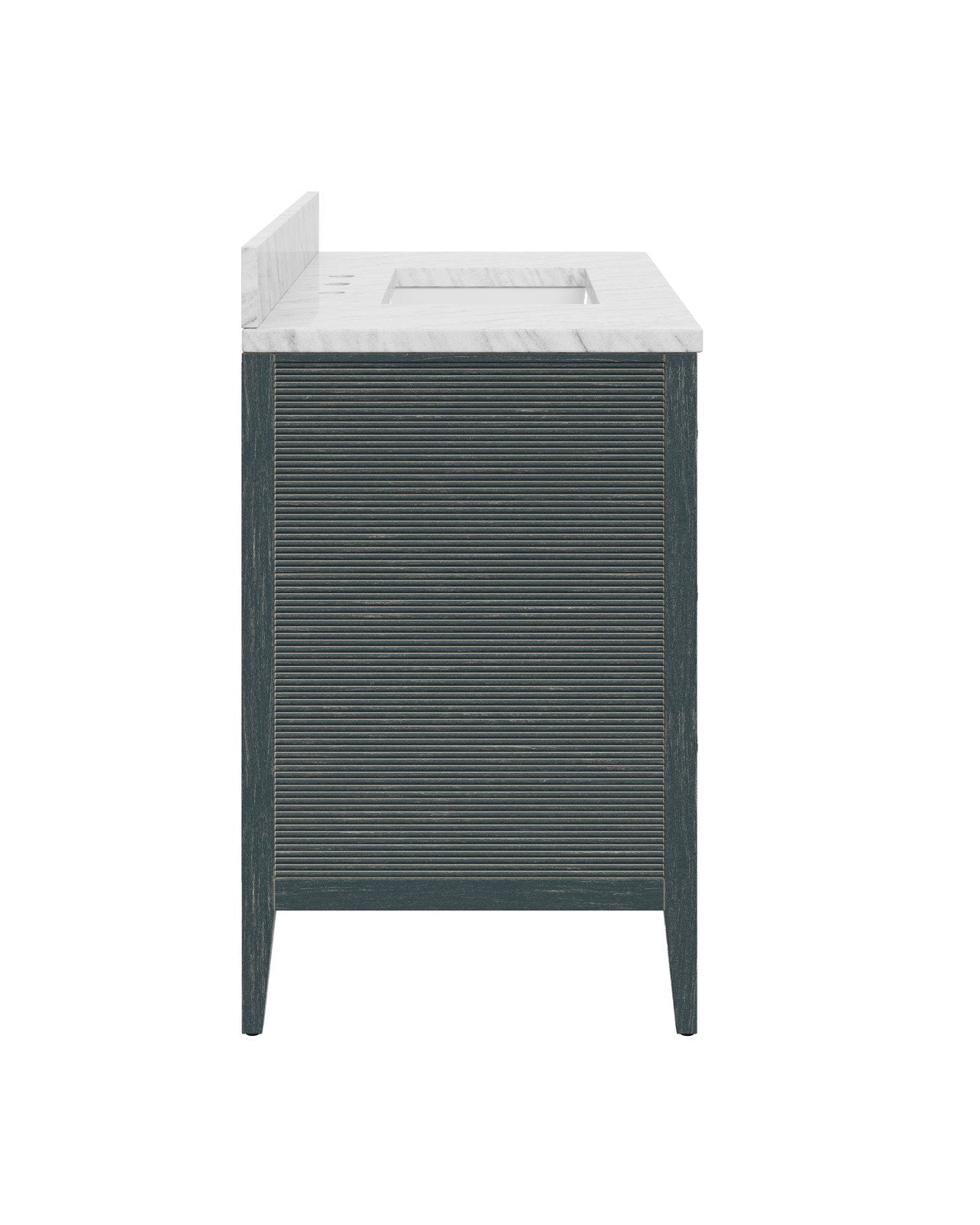 Currey & Company Santos 36" Vintage Navy Rattan Vanity With Rectangular Undermount Sink