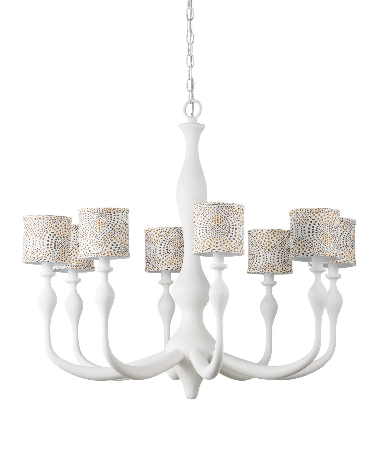 Currey & Company Ludwig 34" Gesso White 8 Light Chandelier
