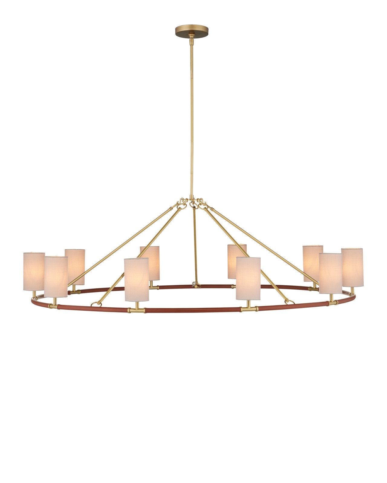 Currey & Company Ellerston Large 63" Brushed Brass 10 Light Chandelier