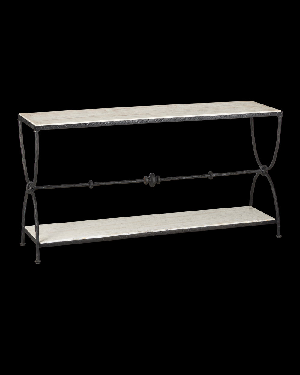 Currey & Company Agora White Travertine Console Table