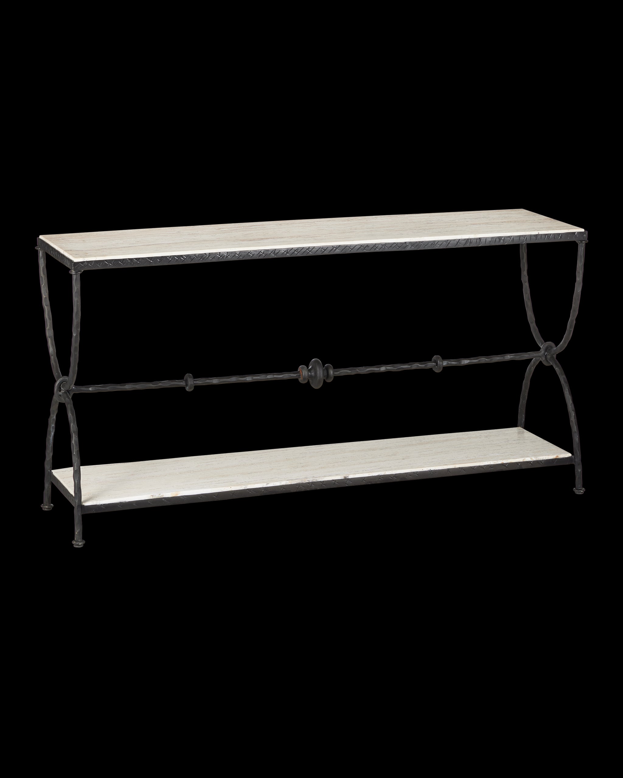 Currey & Company Agora White Travertine Console Table