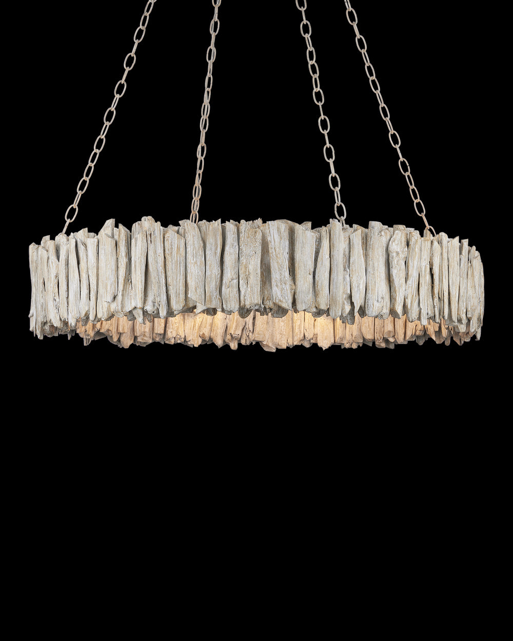 Currey & Company Driftwood Whitewash Ring Chandelier