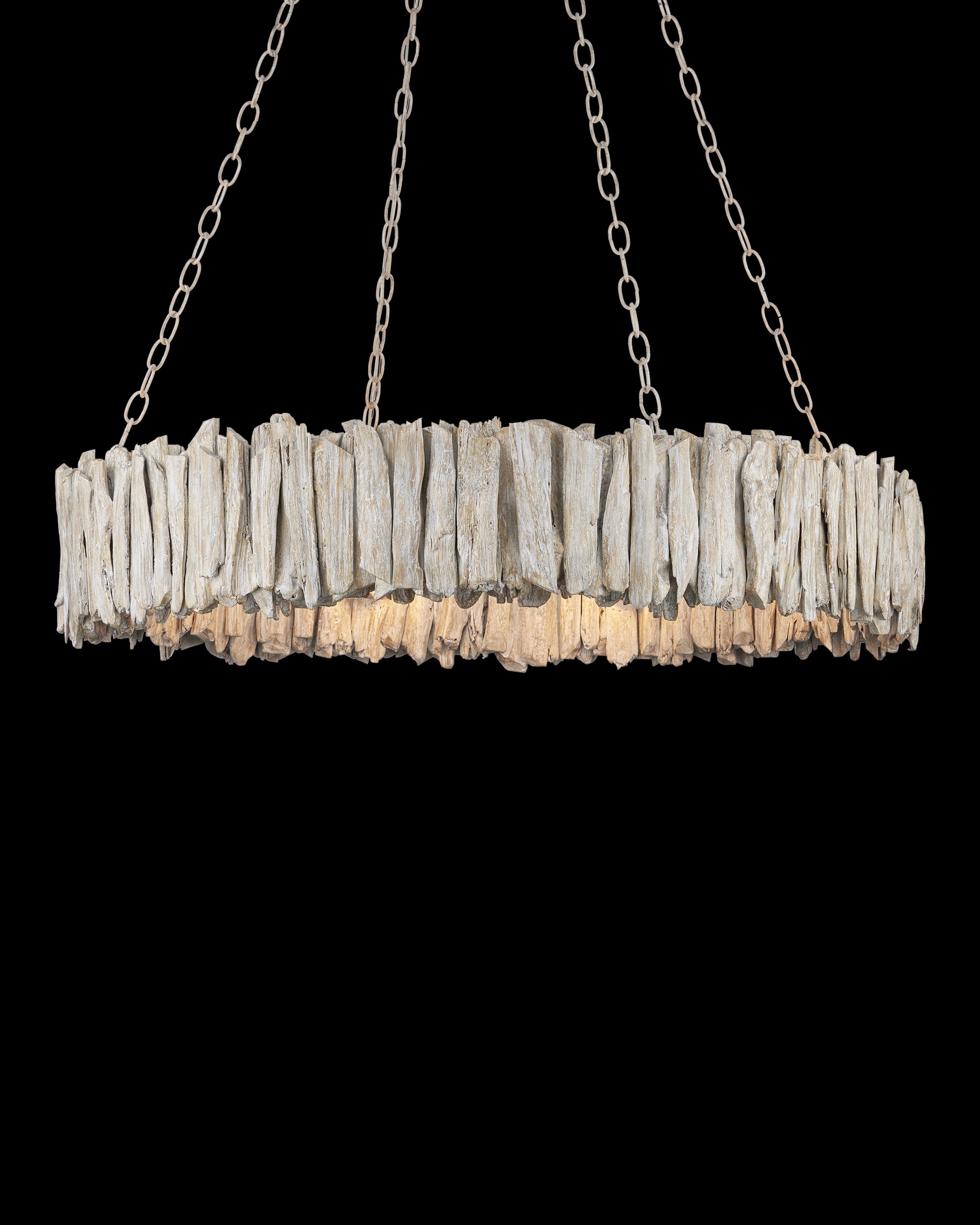 Currey & Company Driftwood Whitewash Ring Chandelier