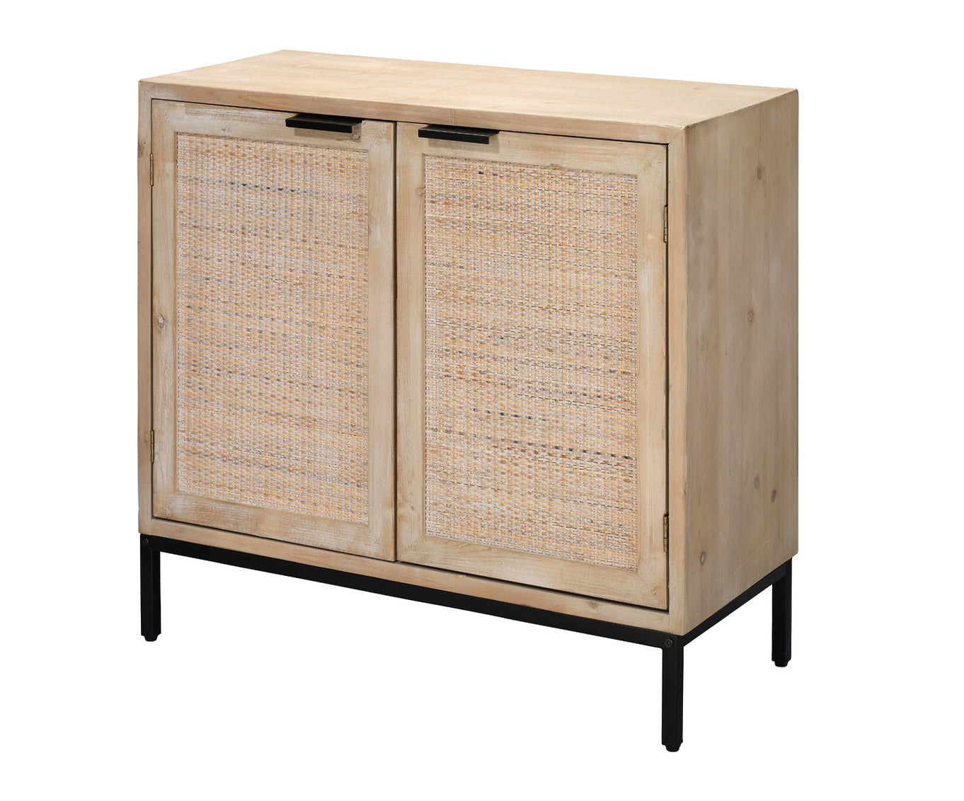 Reed 2 Door Accent Cabinet In Washed Wood & Black Metal Lifestyle by JY
