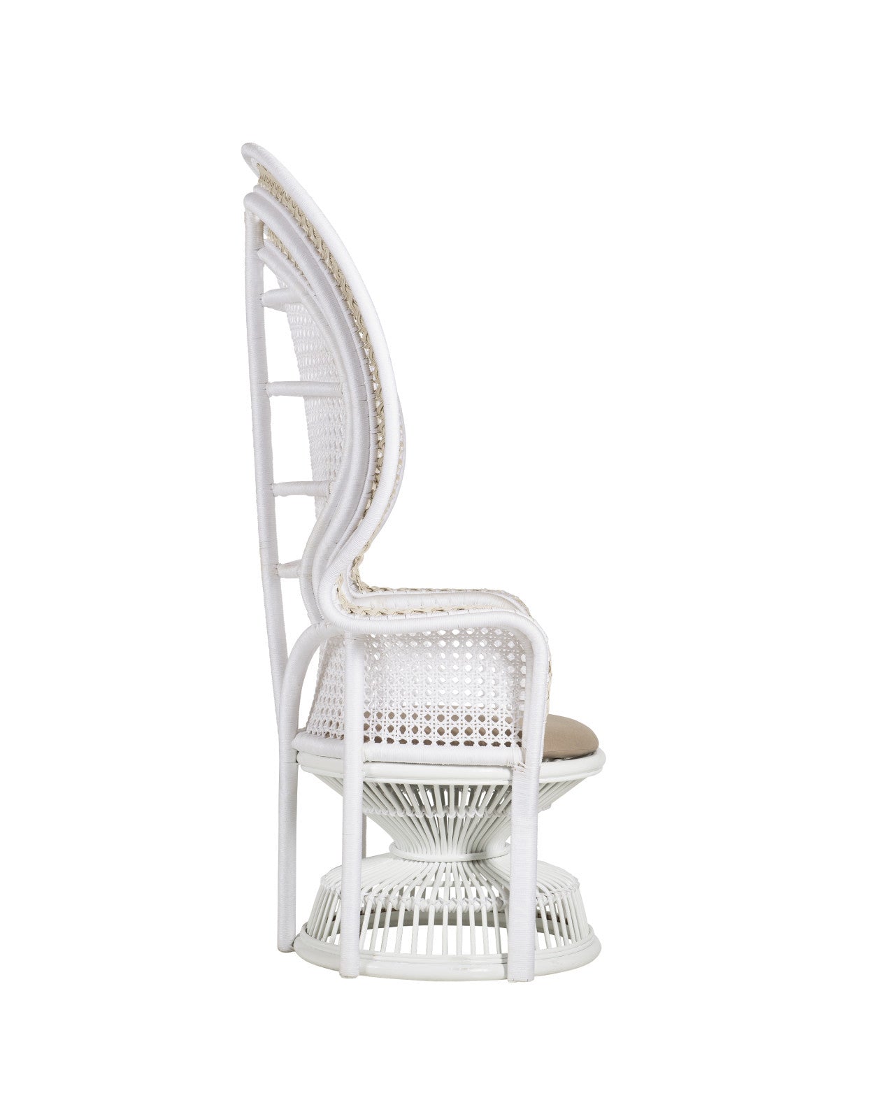 Currey And Company Emanuelle 41 1/4" Wide White Wicker Peacock Armchair