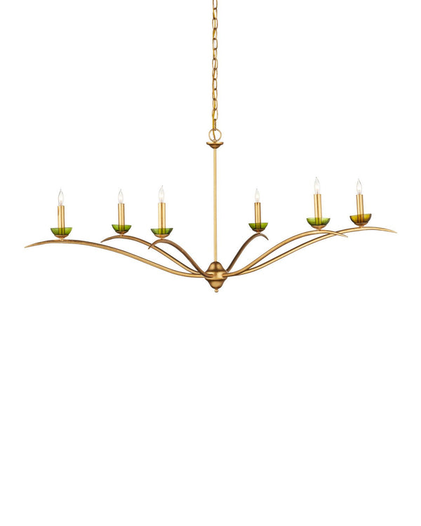 Currey & Company Flannery 49" Contemporary Gold Leaf 6 Light Chandelier