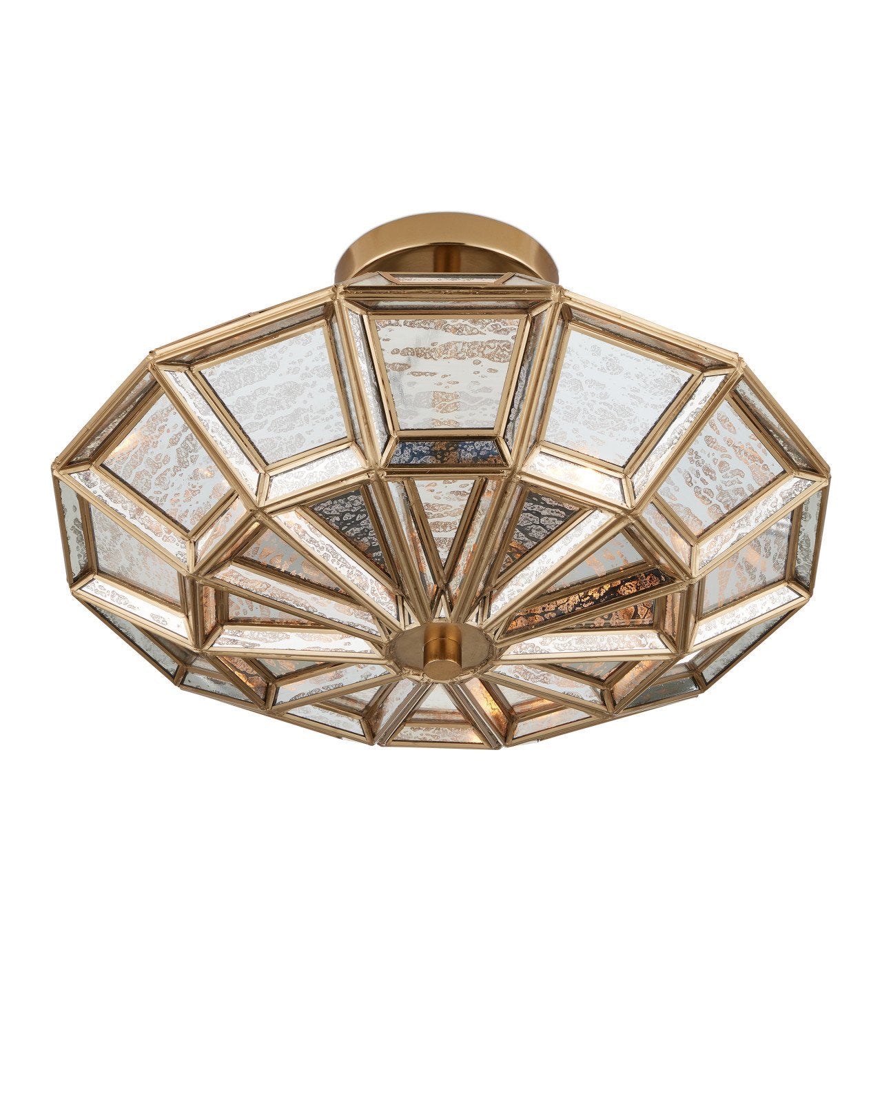 Currey & Company Valentina 20" Brass & Mirror Semi Flush Mount