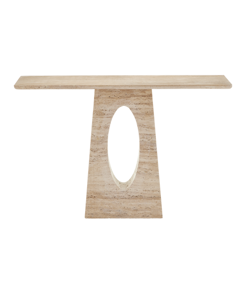 Currey & Company Demi Travertine Console Table