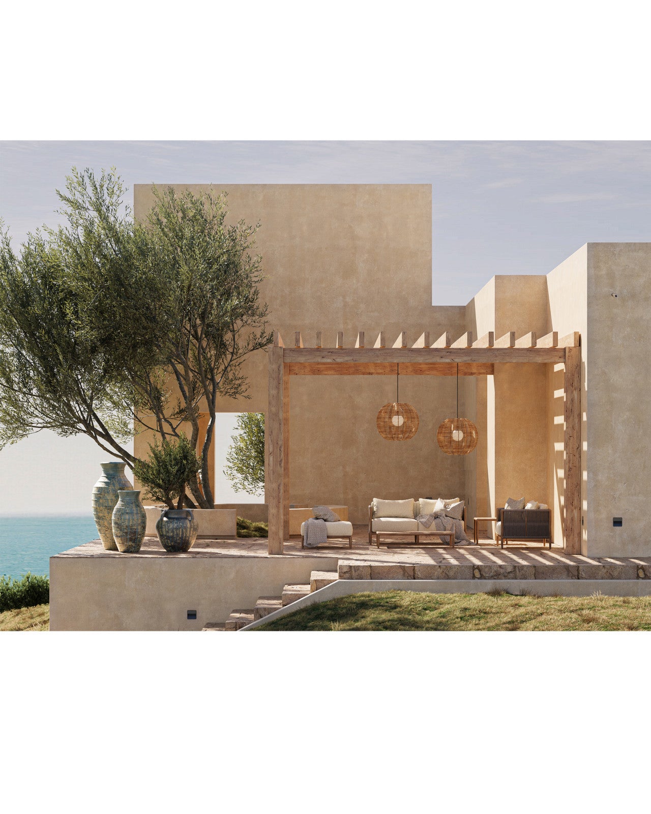 Currey & Company 33.25" Barbary Fluted Outdoor 1 Light Pendant