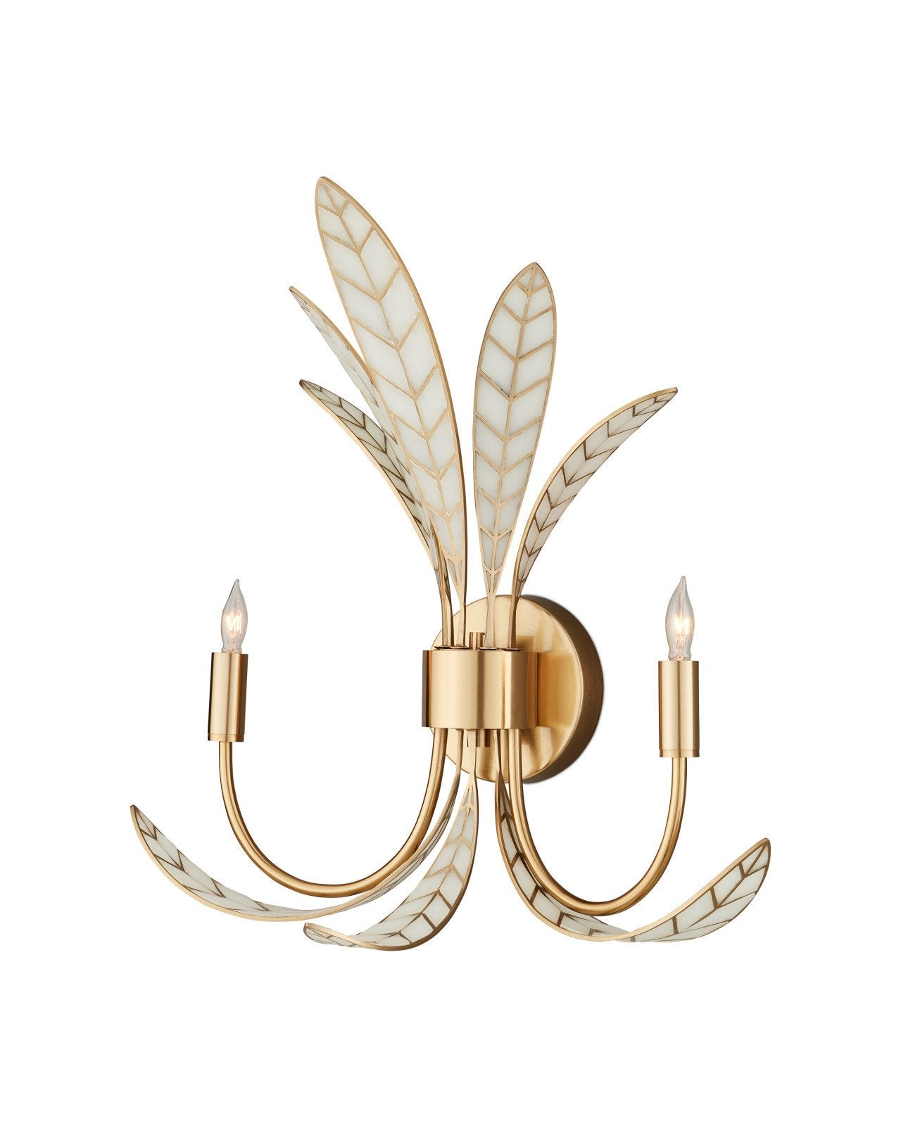 Currey & Company Foliatura Brass 2 Light Wall Sconce