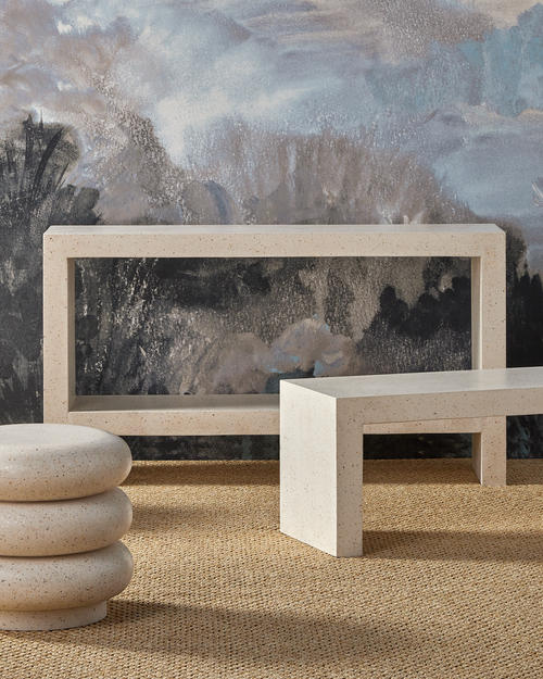 Currey & Company Carson Ivory Terrazzo Console Table