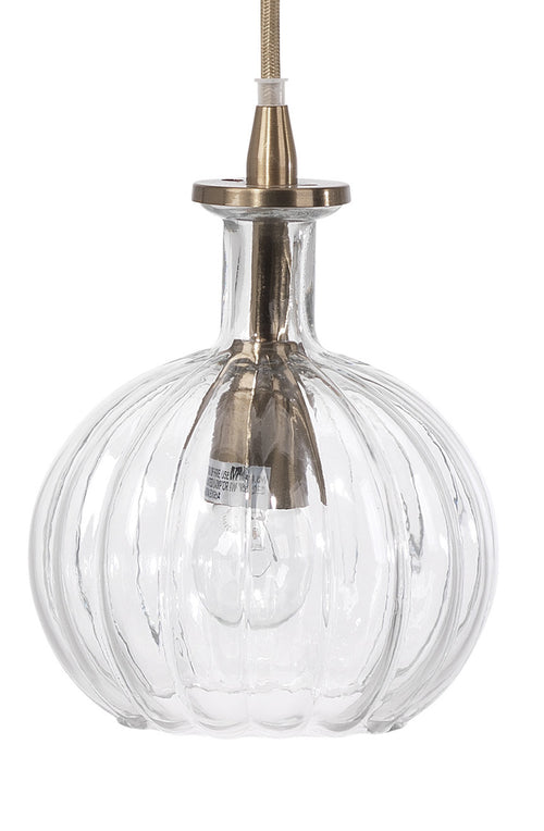 Jamie Young Sophia Carafe Pendant In Clear Glass With Brass Hardware