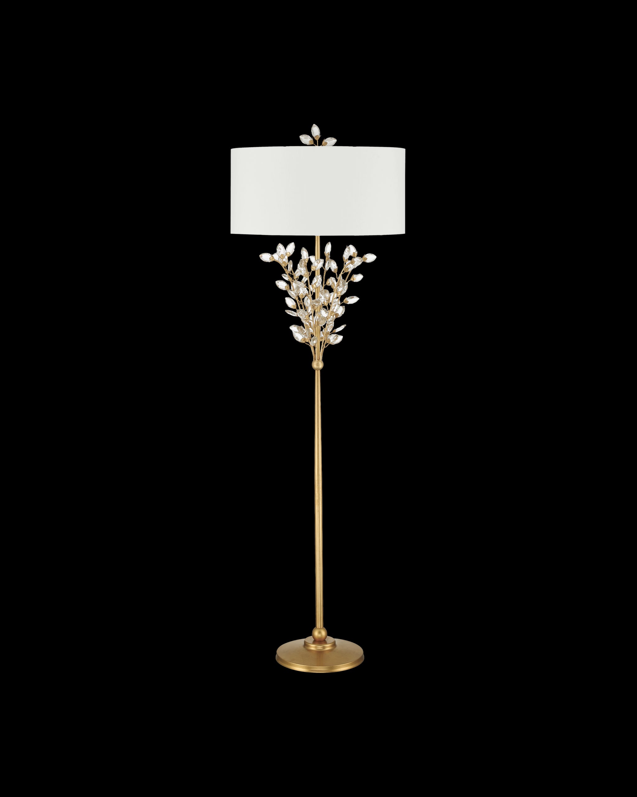Currey & Company Forget Me Not Gold Floor Lamp