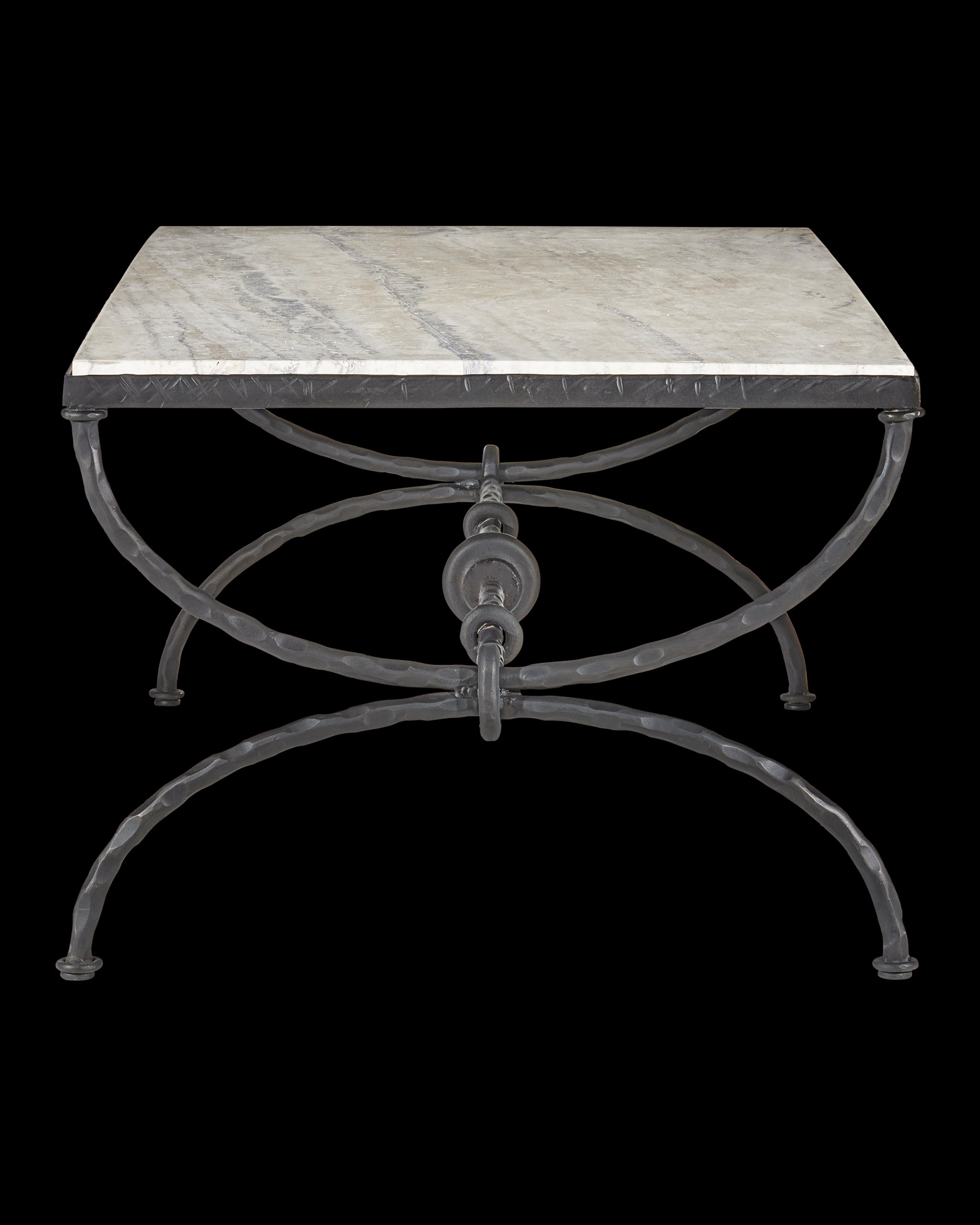 Currey & Company Agora White Travertine Cocktail Table