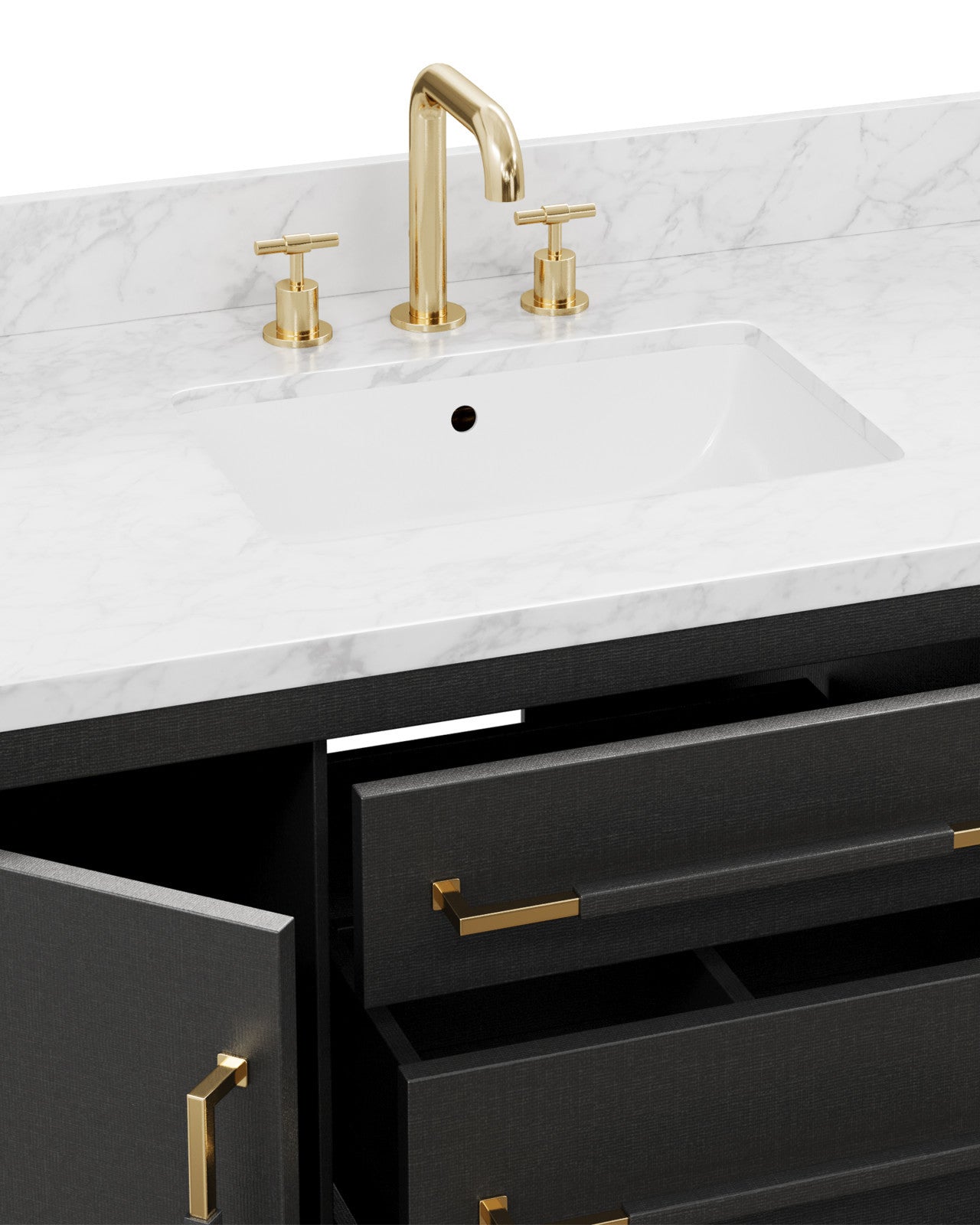 Currey & Company Verona 48" Black Linen Vanity With Rectangular Undermount Sink