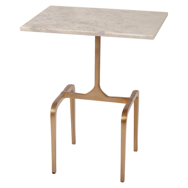Ashton Rectangular Accent Table in White Marble and Gold