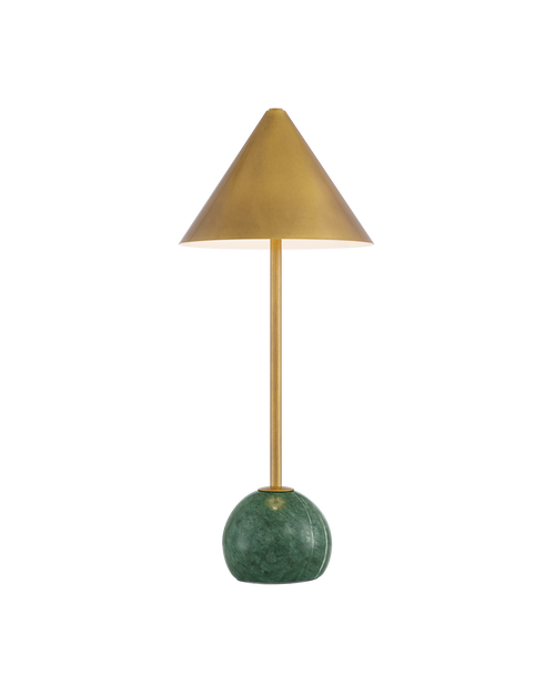 Currey & Company Journey Green & Brass Cordless Table Lamp