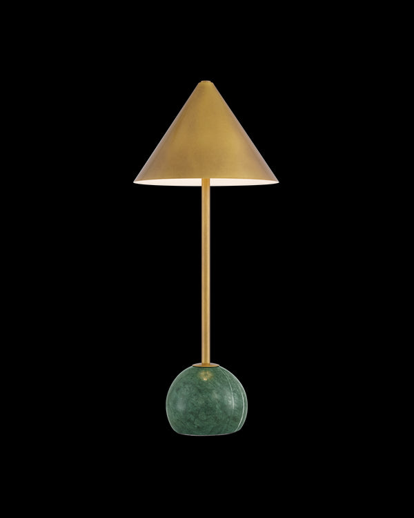 Currey & Company Journey Green & Brass Cordless Table Lamp