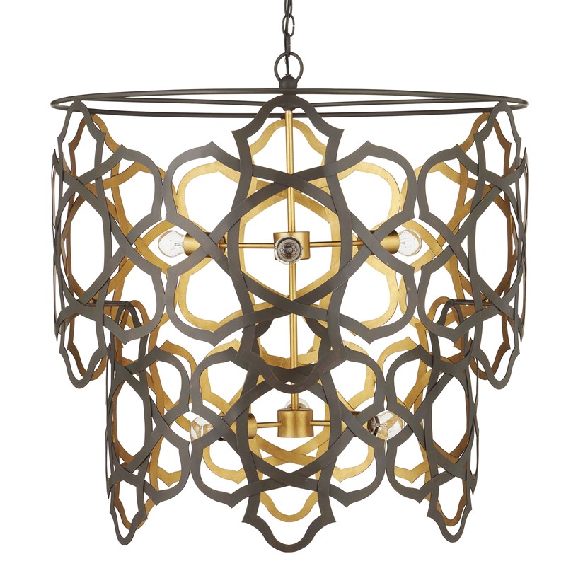 Currey And Company Mauresque Medium Bronze & Gold Chandelier