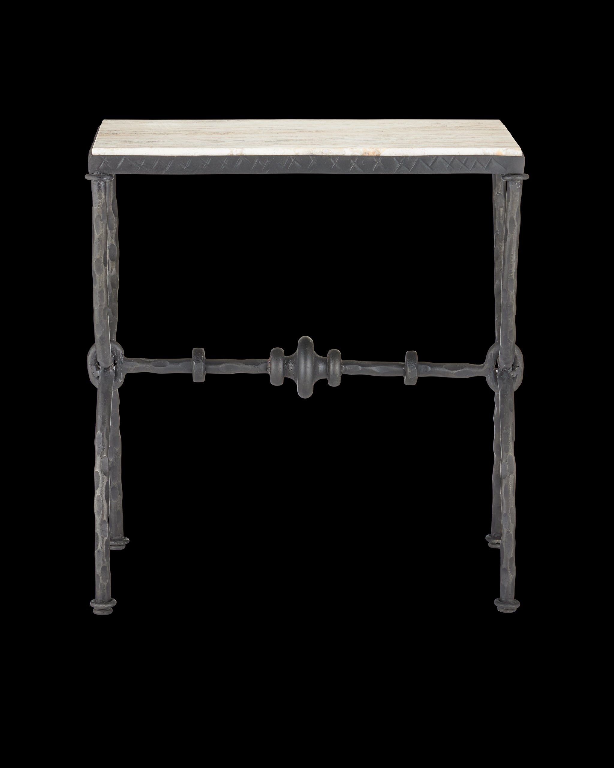 Currey & Company Agora White Travertine Side Table