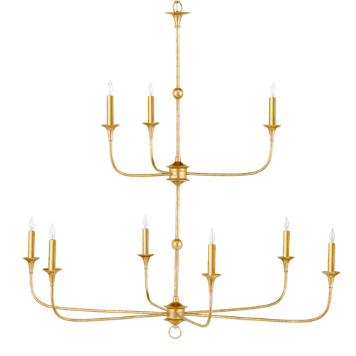 Currey & Company Nottaway Two Tier Gold Chandelier