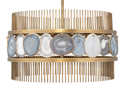 Jamie Young Upsala Chandelier In Pale Lavender Agate & Antique Brass Metal