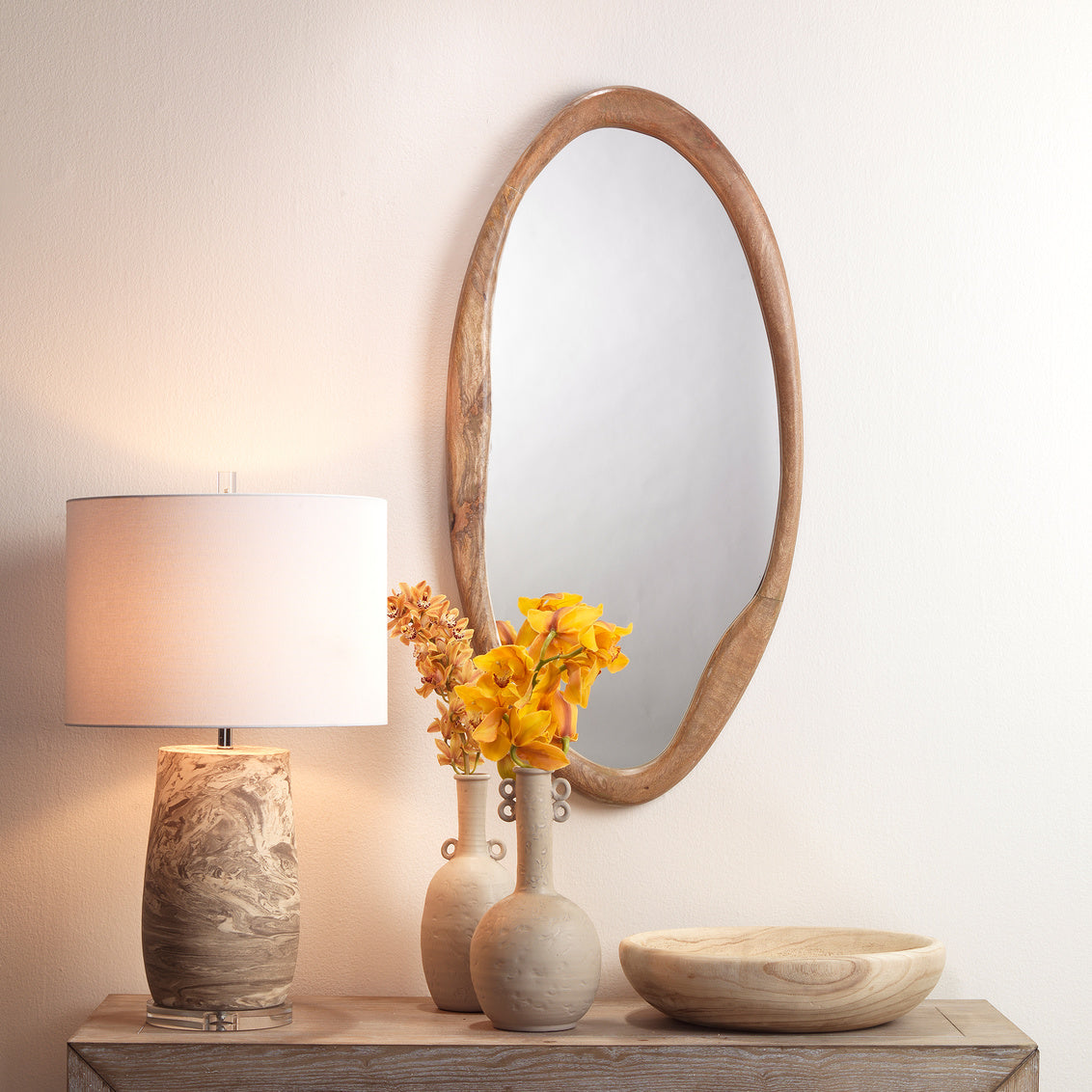 Jamie Young Organic Oval Mirror In Natural Wood