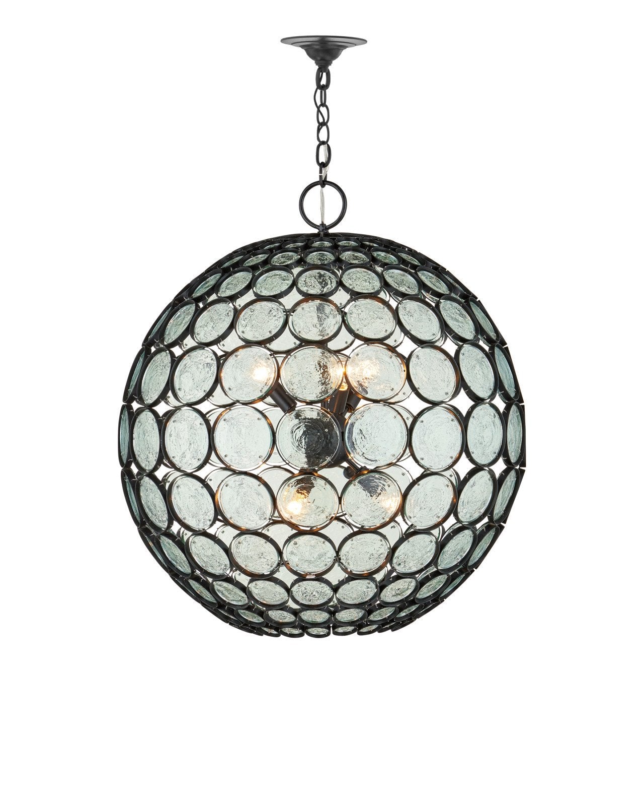 Currey & Company Etude 28" Recycled Glass 6 Light Orb Chandelier