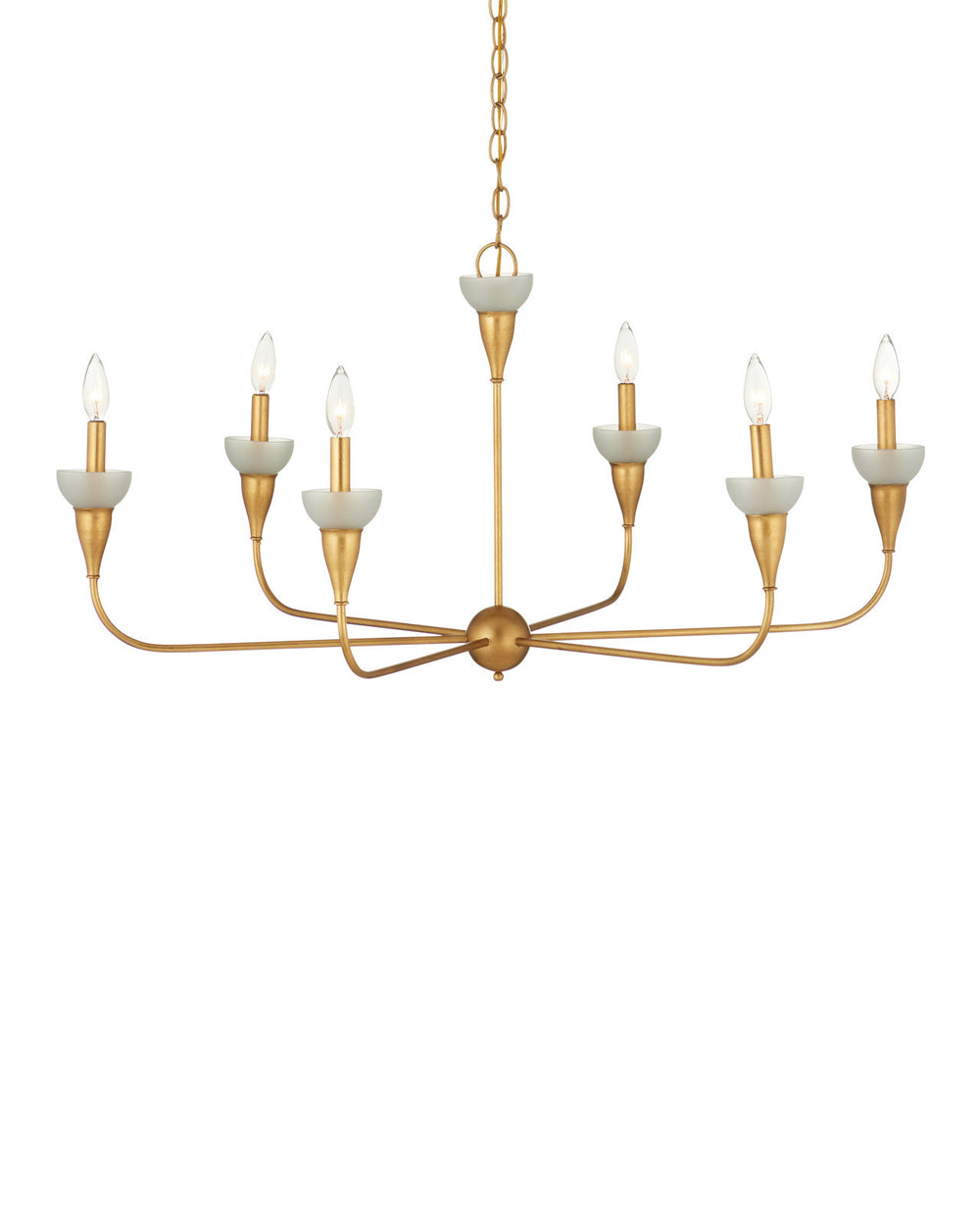 Currey & Company Aurelia Frost 40" Contemporary Gold Leaf 6 Light Chandelier
