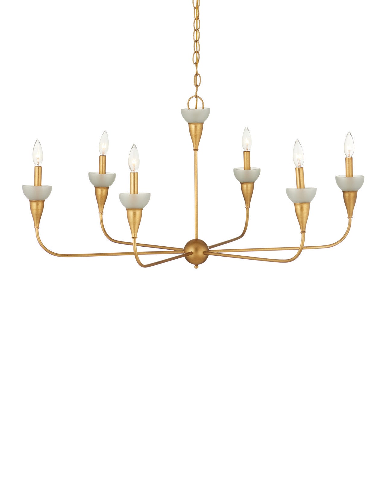 Currey & Company Aurelia Frost 40" Contemporary Gold Leaf 6 Light Chandelier