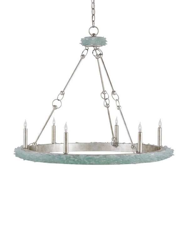 Currey & Company Tidewater 35" Silver 6 Light Chandelier