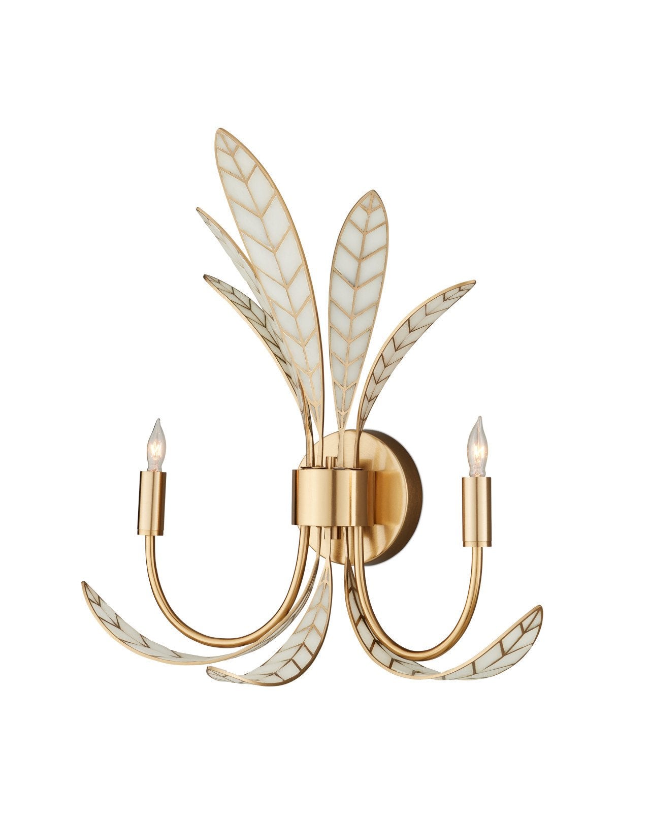 Currey & Company Foliatura Brass 2 Light Wall Sconce