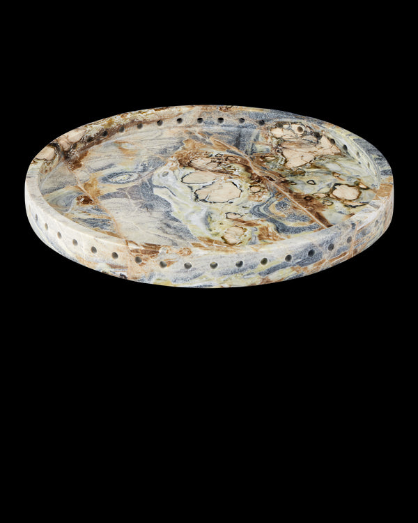 Currey & Company Freya Floral Jade Marble Tray