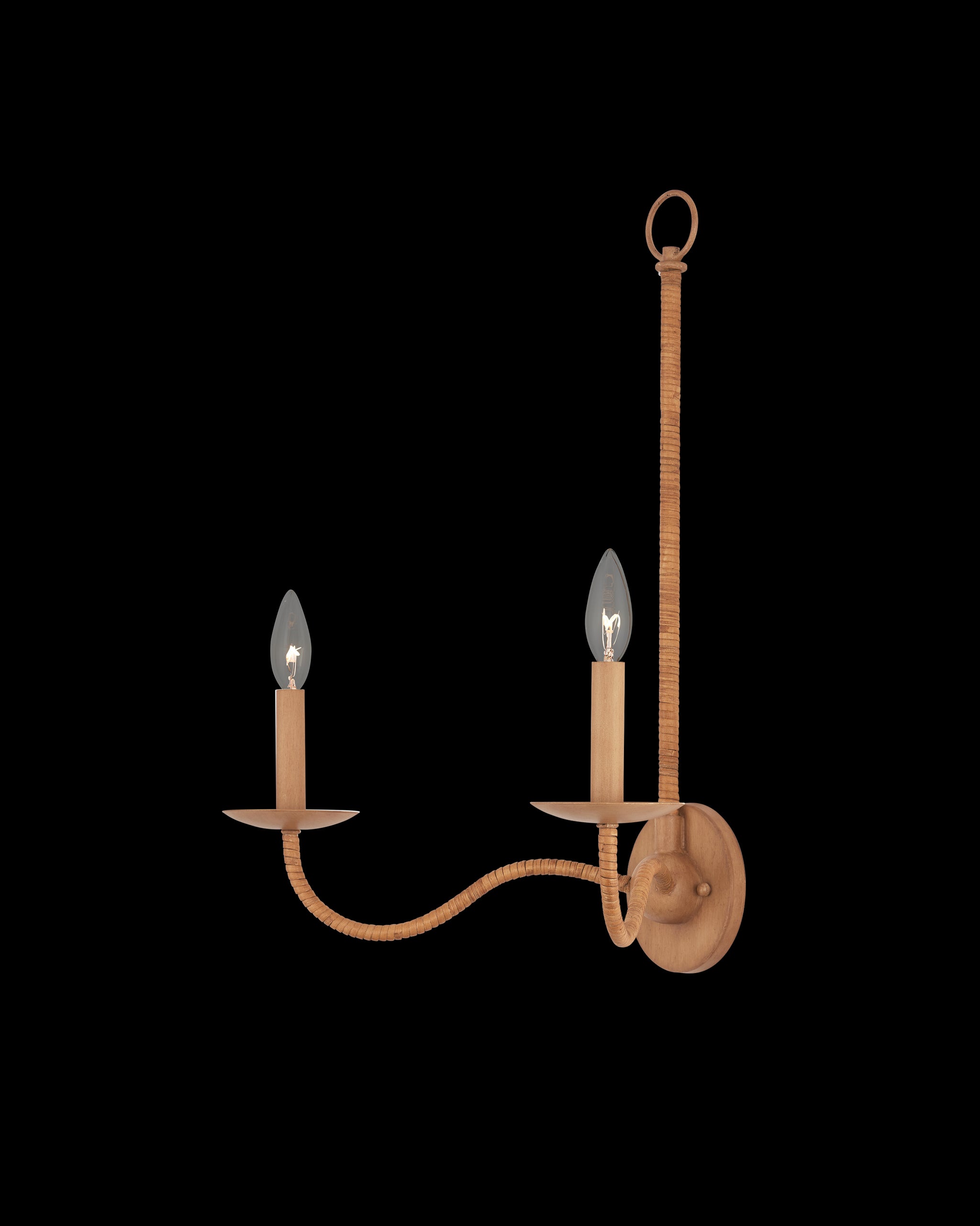 Currey & Company Saxon Double Light Tan Wall Sconce