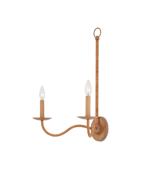 Currey & Company Saxon Double Light Tan Wall Sconce