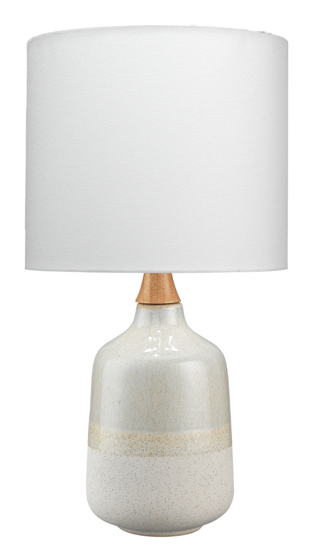 Alice Table Lamp With Drum Shade In White Linen Lifestyle by JY
