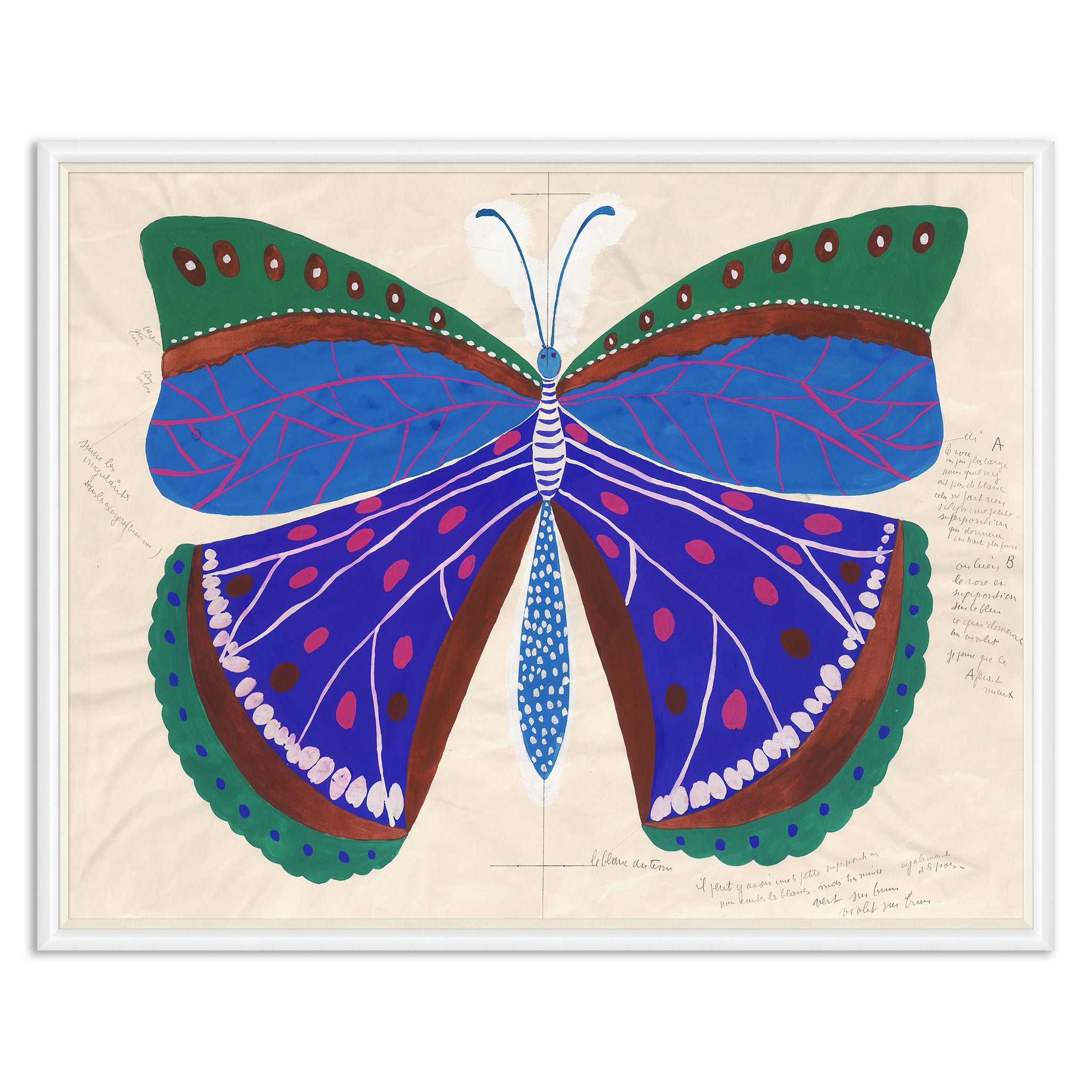 Paule Marrot Butterfly Pink and Blue Art