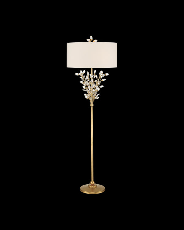 Currey & Company Forget Me Not Gold Floor Lamp