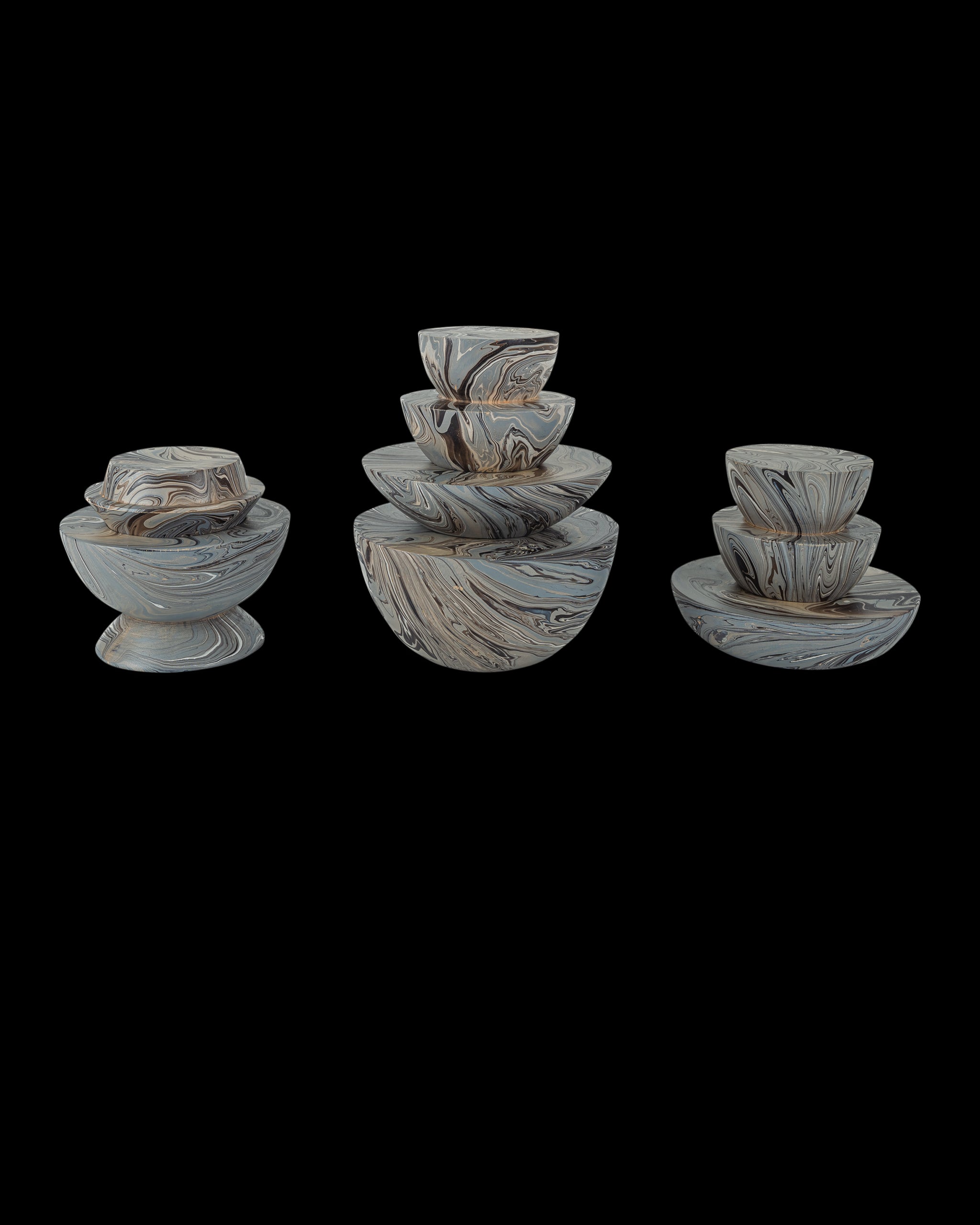 Currey & Company Marbleized Stacking Box Set Of 3